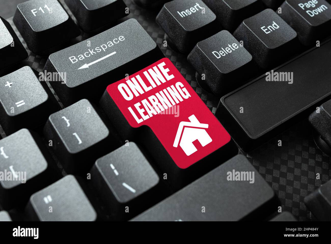 Konzeptionelle Darstellung Online Learning, Konzeptfoto Larning mit Hilfe des Internets und eines Computers Abstract Transcribing Online Data, Sen Stockfoto