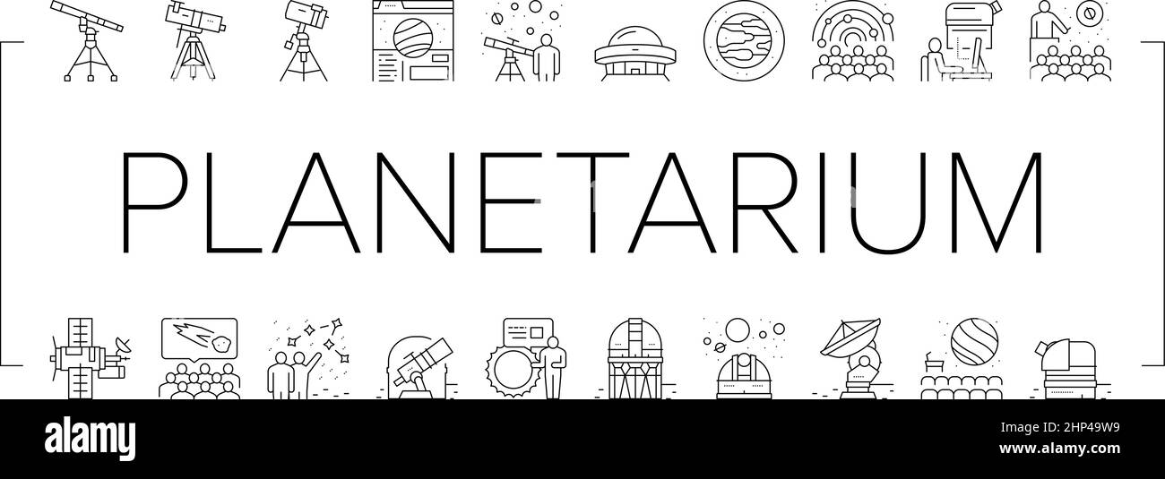 Planetarium Equipment Collection Icons Set Vector . Stock Vektor