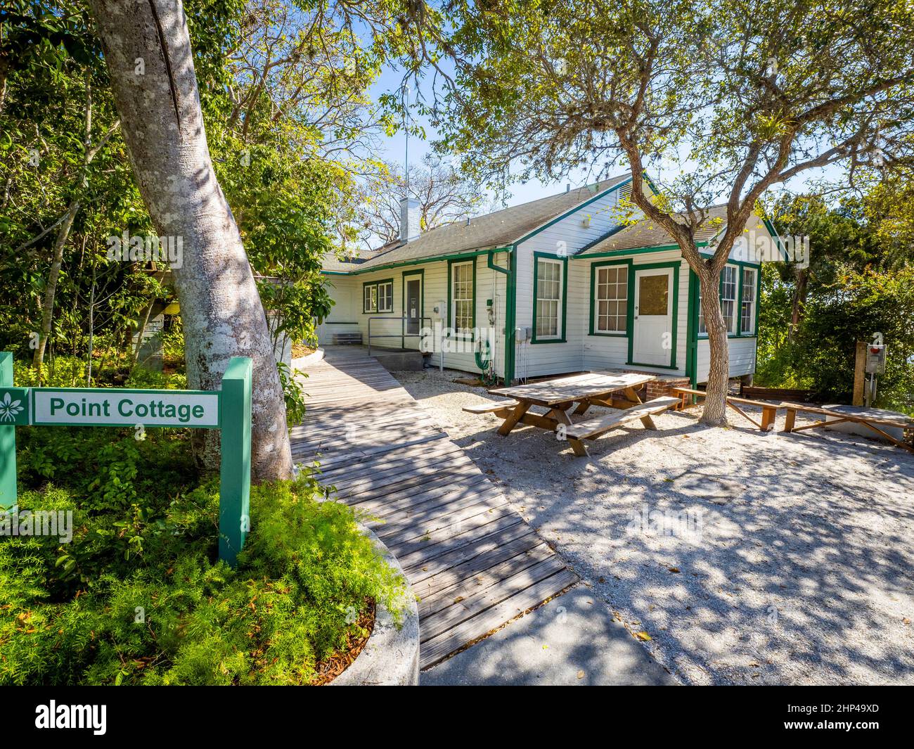 Point Cottage in Selby Gardens Historisches Spanish Point Museum und Umweltkomplex in Osprey, Florida. USA Stockfoto