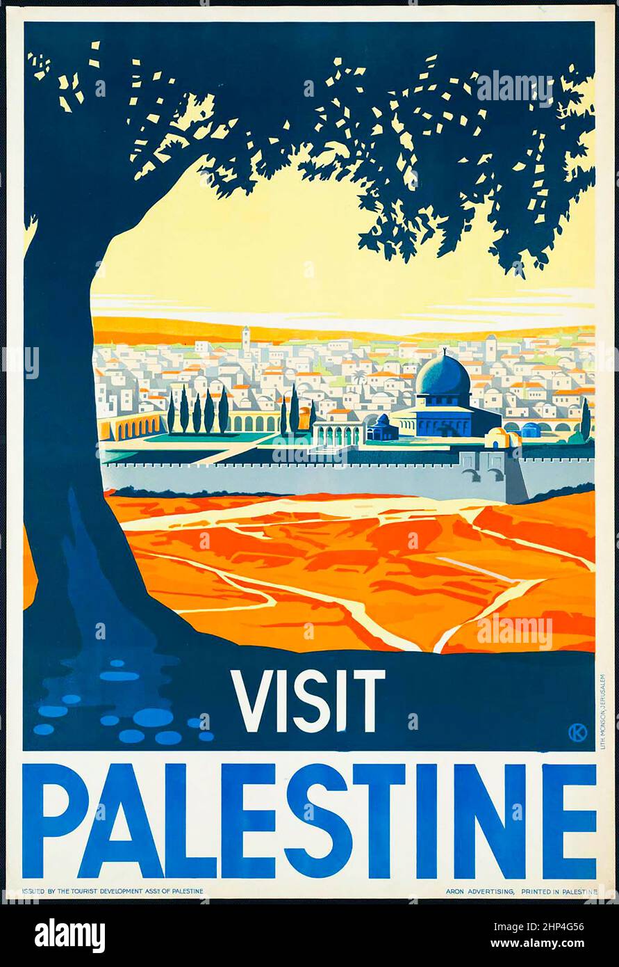 Vintage Vist Palestine Reiseposter. Stockfoto