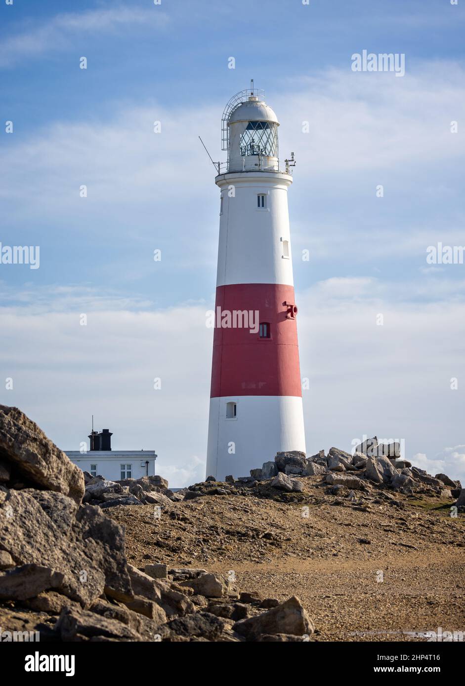 Portland Bill Leuchtturm auf Portland, Dorset, Großbritannien am 14. Februar 2022 Stockfoto