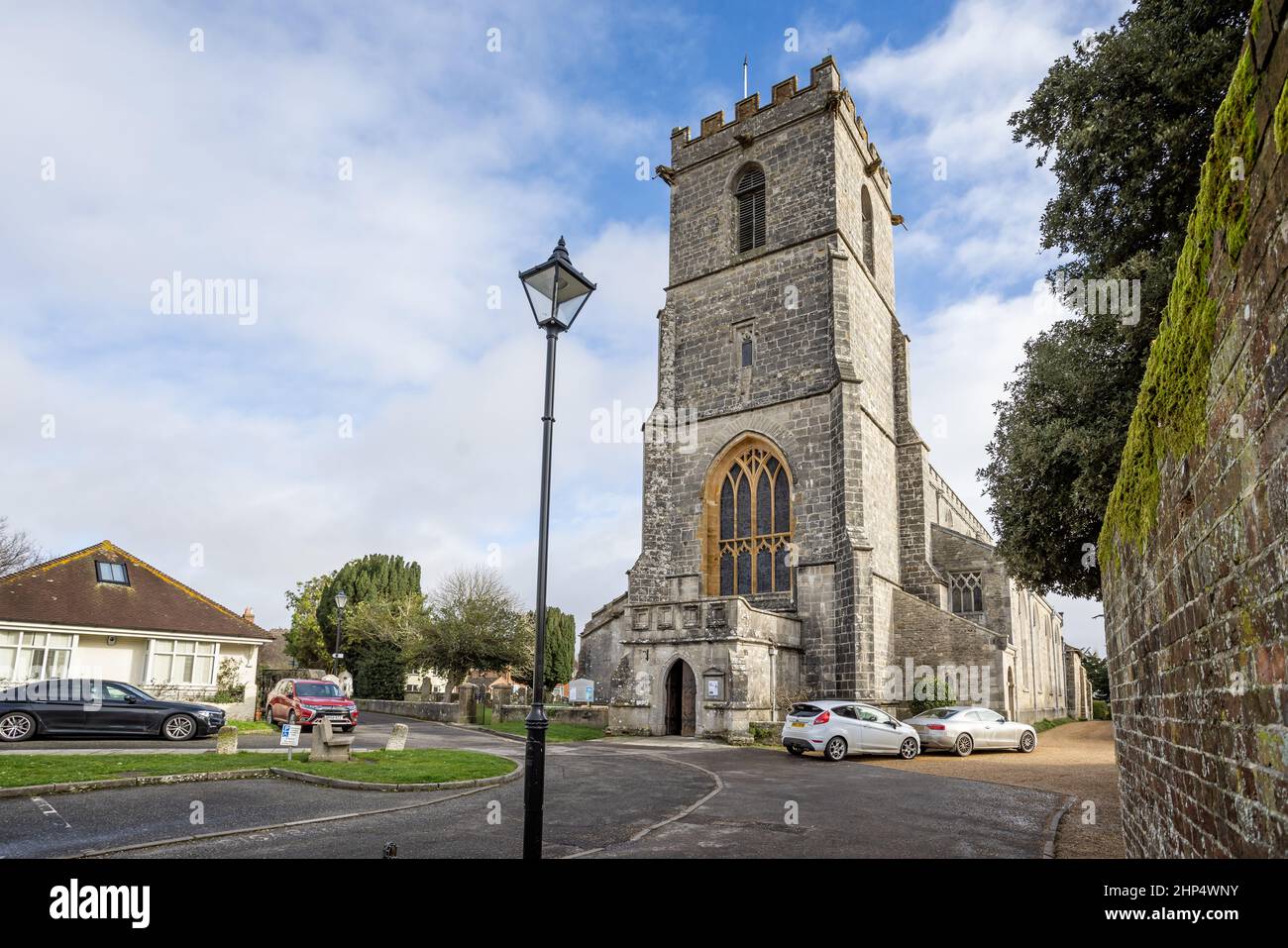 Priory Church of Lady St Mary aus Church Green in Wareham, Dorset, Großbritannien, am 16. februar 2022 Stockfoto