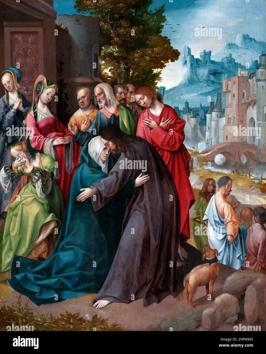 Christus nimmt Abschied von seiner Mutter von Cornelis Engebrechtsz (1462-1527), Öl auf Eiche, c. 1515-20 Stockfoto