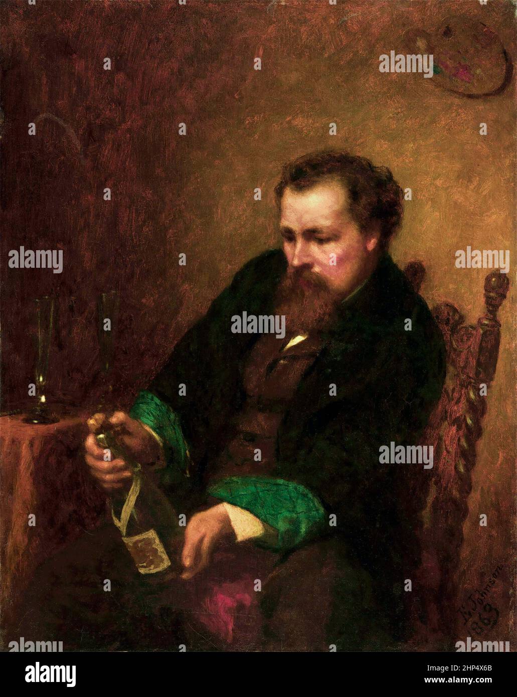 Selbstporträt von Eastman Johnson (1824-1906), Öl auf Mühlbrett, 1863 Stockfoto