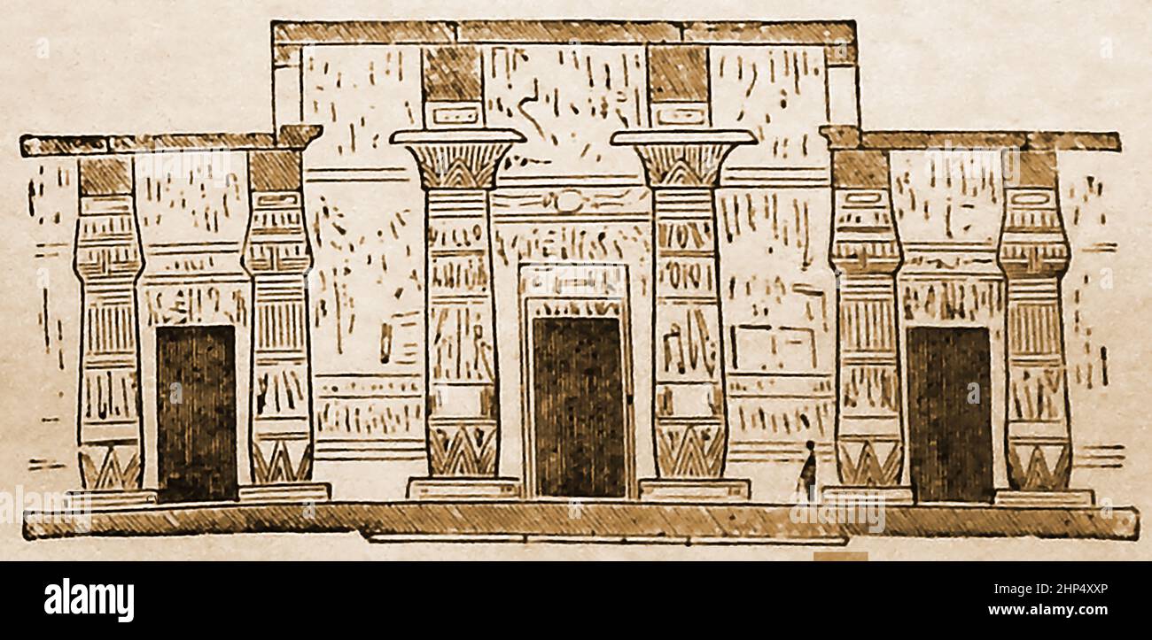 Eine Illustration aus dem späten 19th. Jahrhundert, die den Säulensaal im Memnonium zeigt, wie er zur Zeit der Pharaonen war. Stockfoto Eine Illustration aus dem späten 19th. Jahrhundert, die den Säulensaal im Memnonium zeigt, wie er zur Zeit der Pharaonen war. Stockfoto