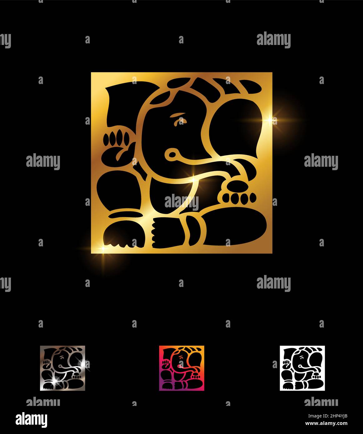 Goldenes Ganesha-Vektorzeichen Stock Vektor
