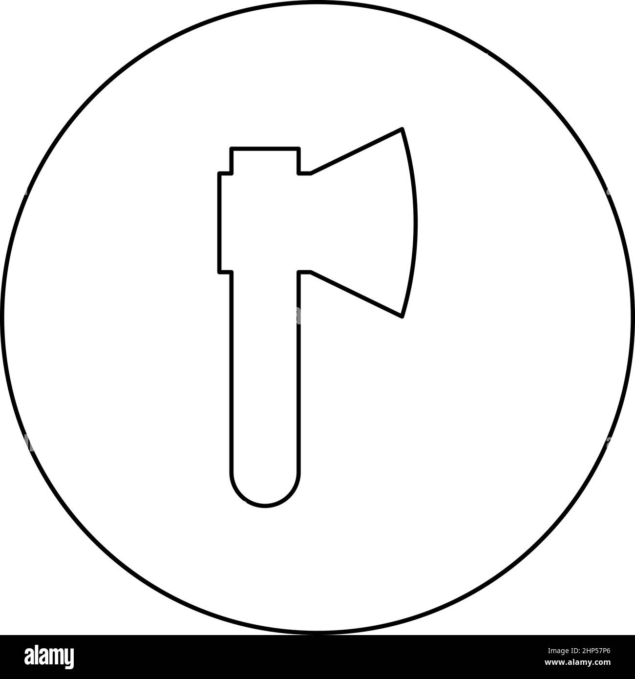 AX-Axt-Symbol in kreisrundem schwarzem Farbvektorbild mit durchgehtem Umriss Stock Vektor