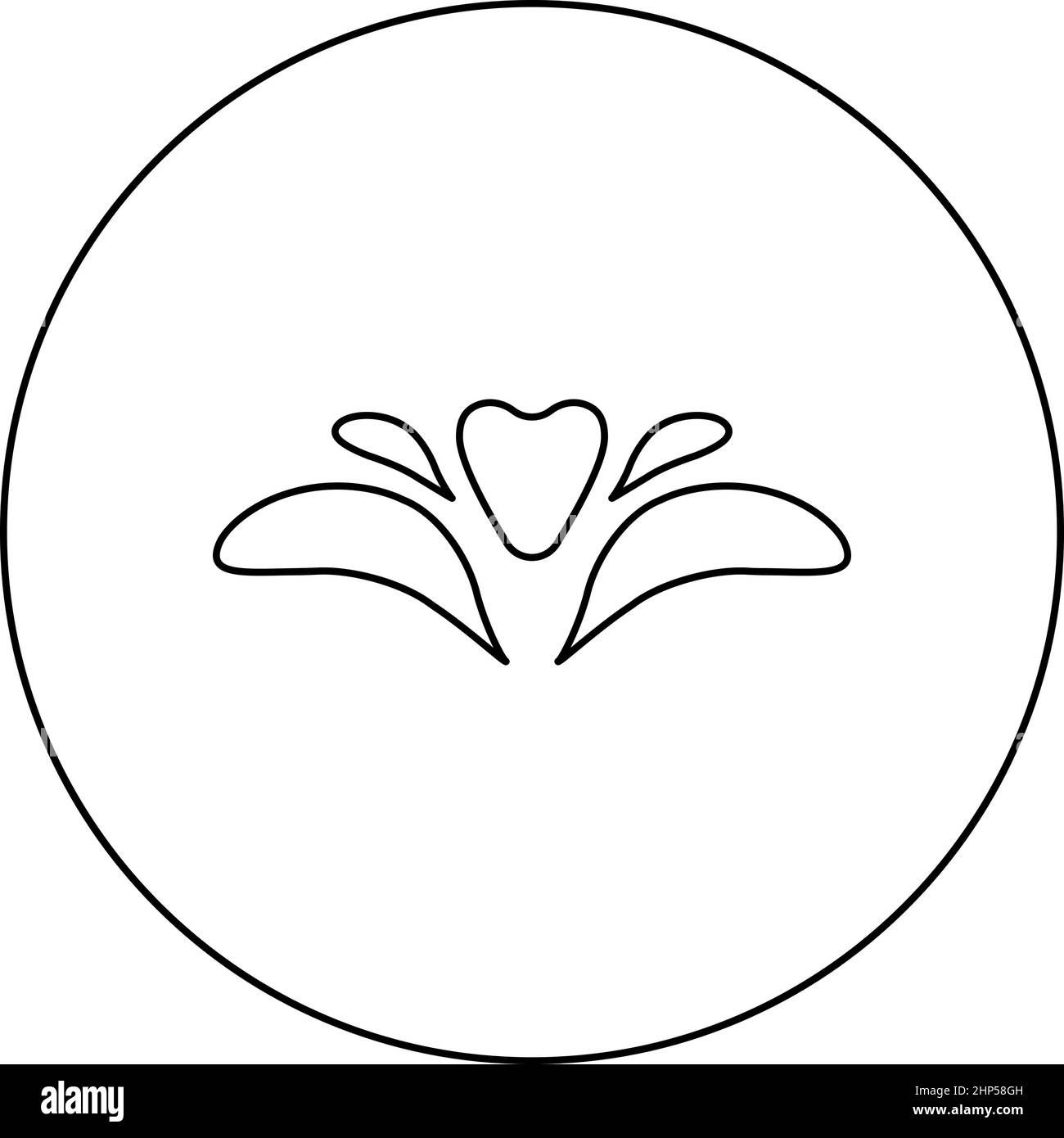 Blume Symbol im Kreis rund schwarz Farbe Vektor Illustration solide Umriss Stil Bild Stock Vektor