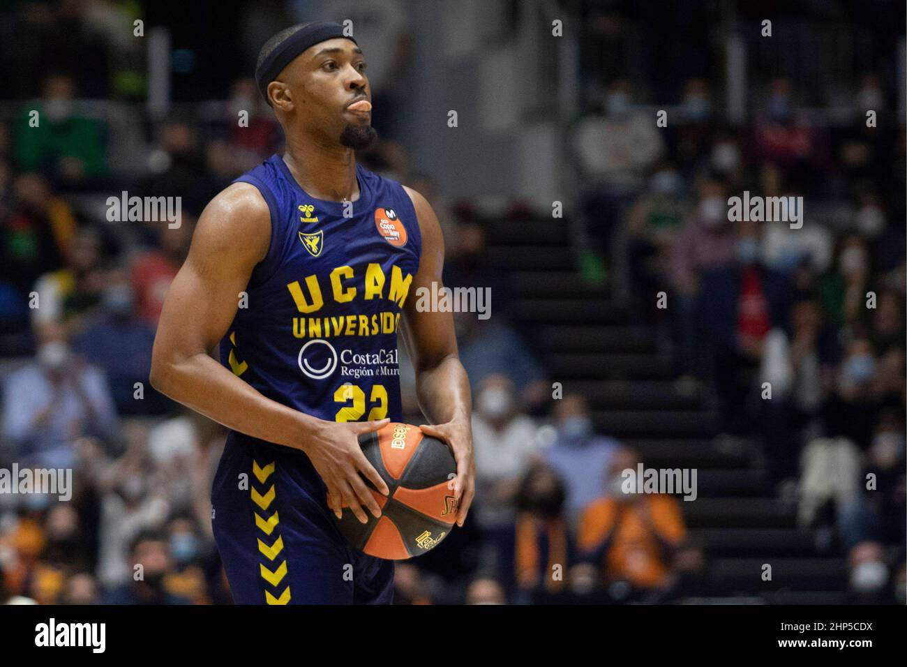 Granada, Spanien. 18th. Februar 2022. 18th. Februar 2022; Palace Municipal of Deportes; Granada; Andalusien; Spanien; Liga Endesa ACB; Viertelfinale; Copa del Rey; Valencia Basket vs UCAM Murcia; Isaiah Taylor (Murcia) 900/Cordon Press Credit: CORDON PRESS/Alamy Live News Stockfoto