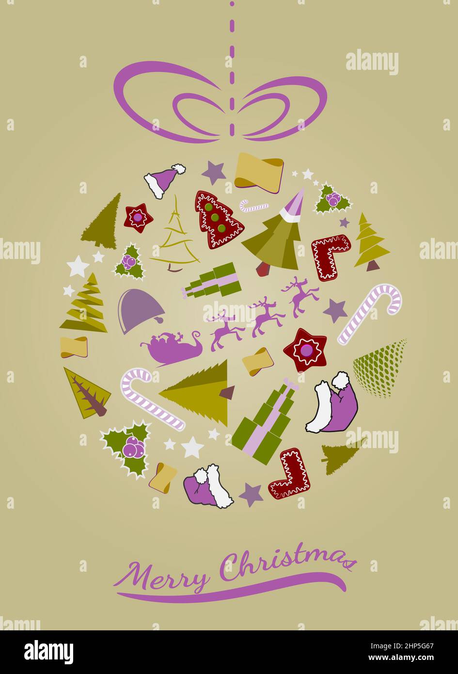Weihnachtskugel mit Symbolen Stock Vektor