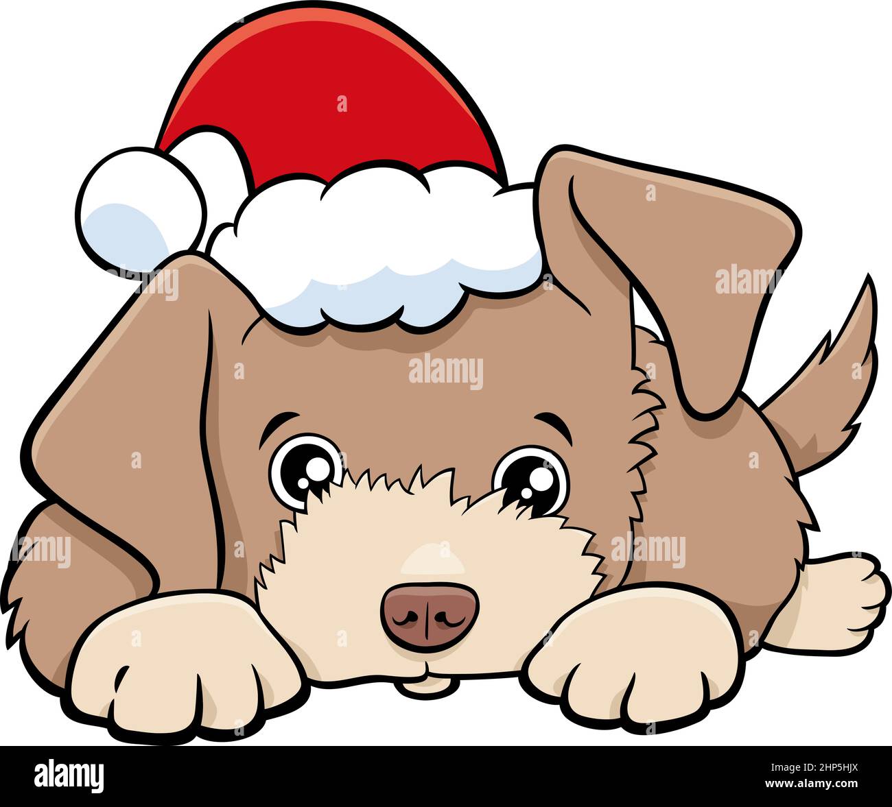 Cartoon Hund oder Welpe auf Weihnachtszeit Stock Vektor
