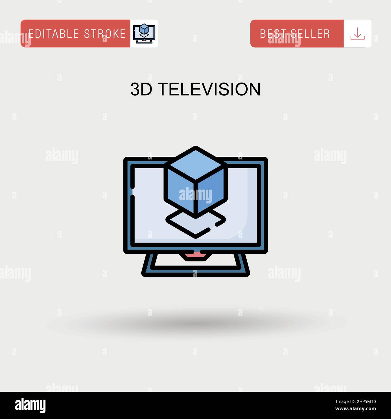 3D einfaches Vektorsymbol für Fernseher. Stock Vektor