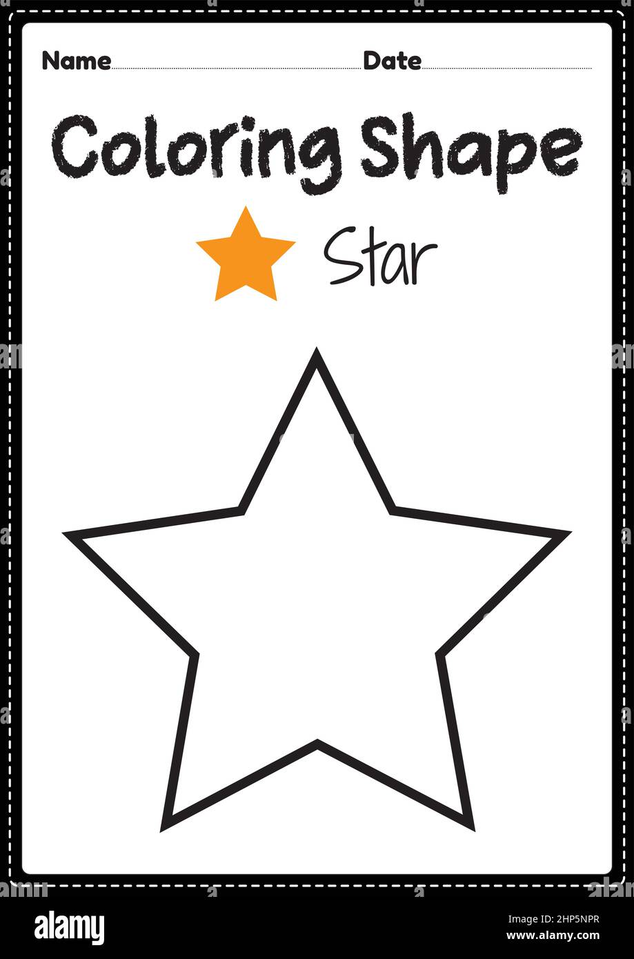 Star Coloring Seite für Vorschule, Kindergarten & Montessori Kinder, um visuelle Kunst Zeichnung und Färbung Aktivitäten zu üben, um Kreativität, Fokus und motorische Fähigkeiten zu entwickeln. Stock Vektor
