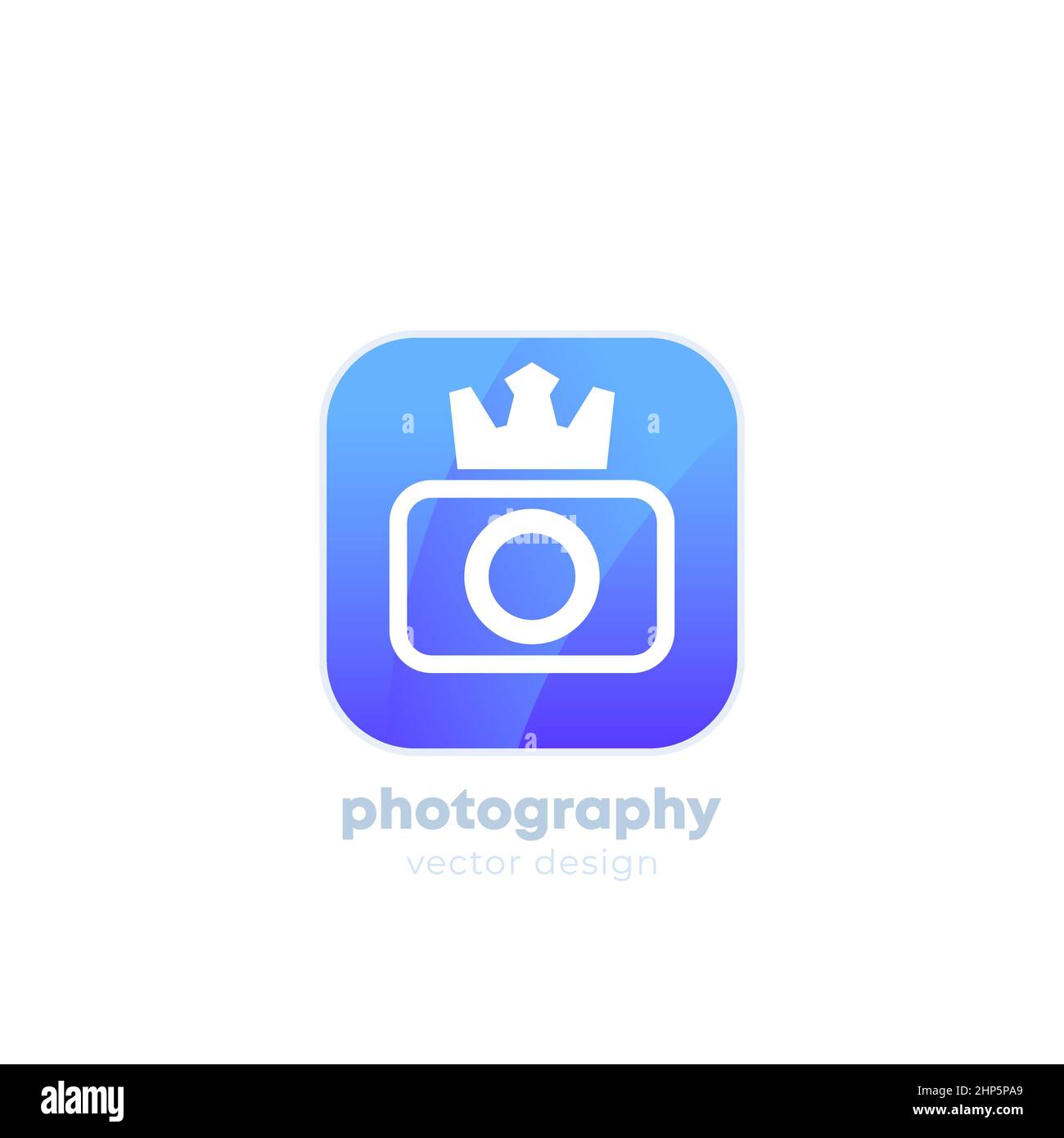 Fotografie-Logo-Symbol mit Kamera und Krone Stock Vektor