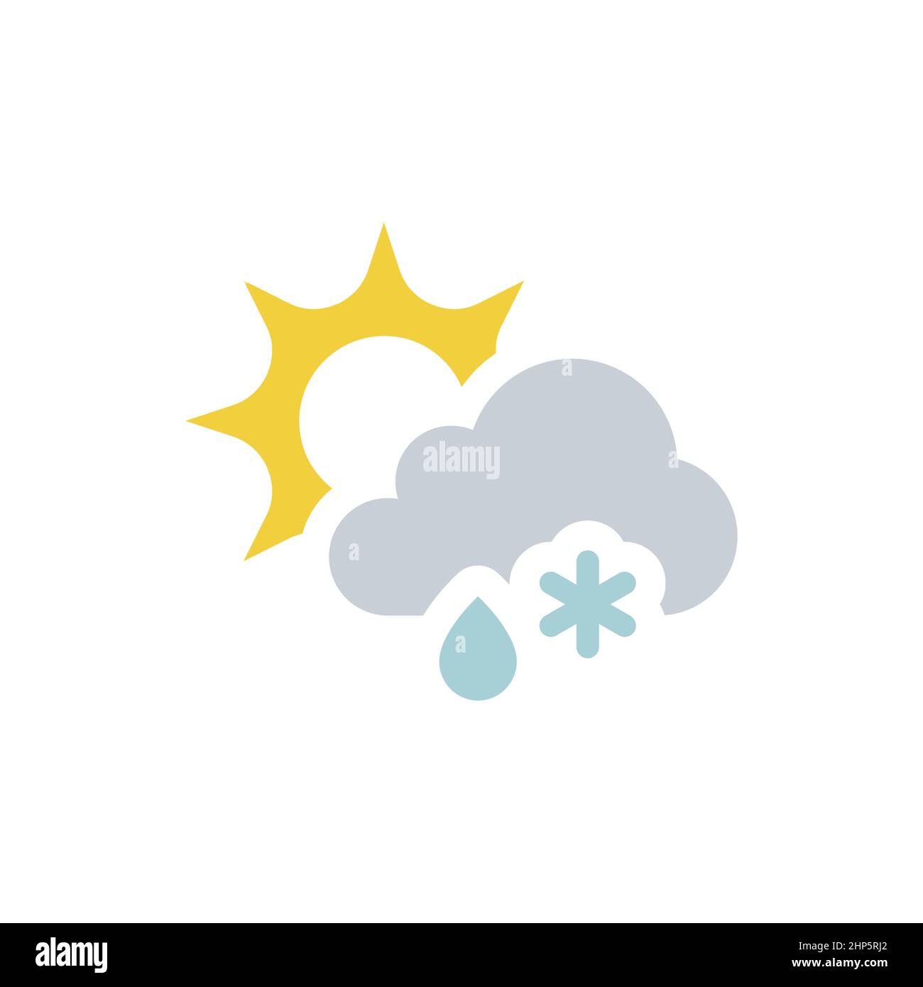 Sonne mit Wolkenschnee und Regen Vektorsymbol Stock Vektor