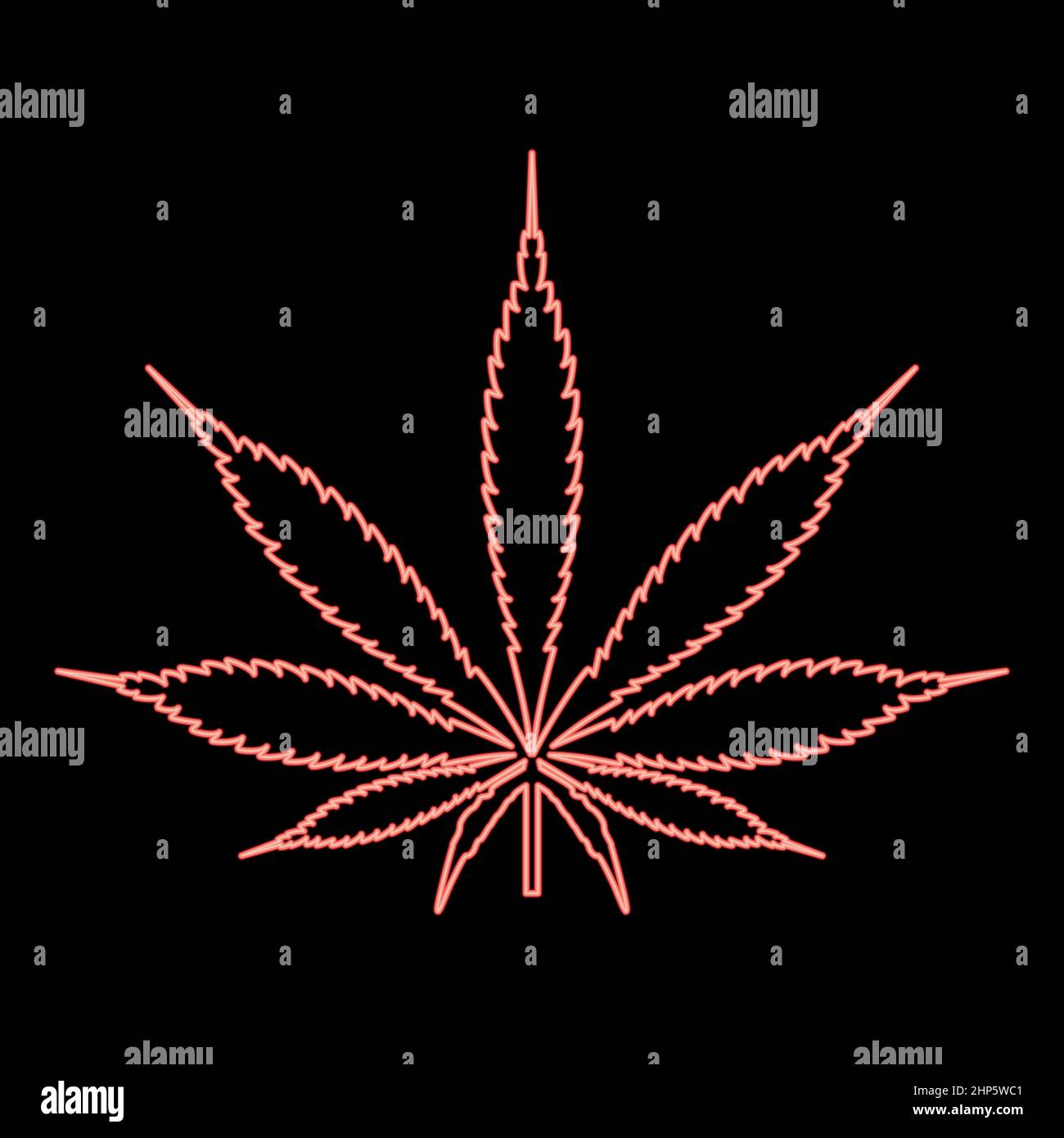 Neon Cannabis (Marihuana) Blatt rot Farbe Vektor Illustration flachen Stil Bild Stock Vektor