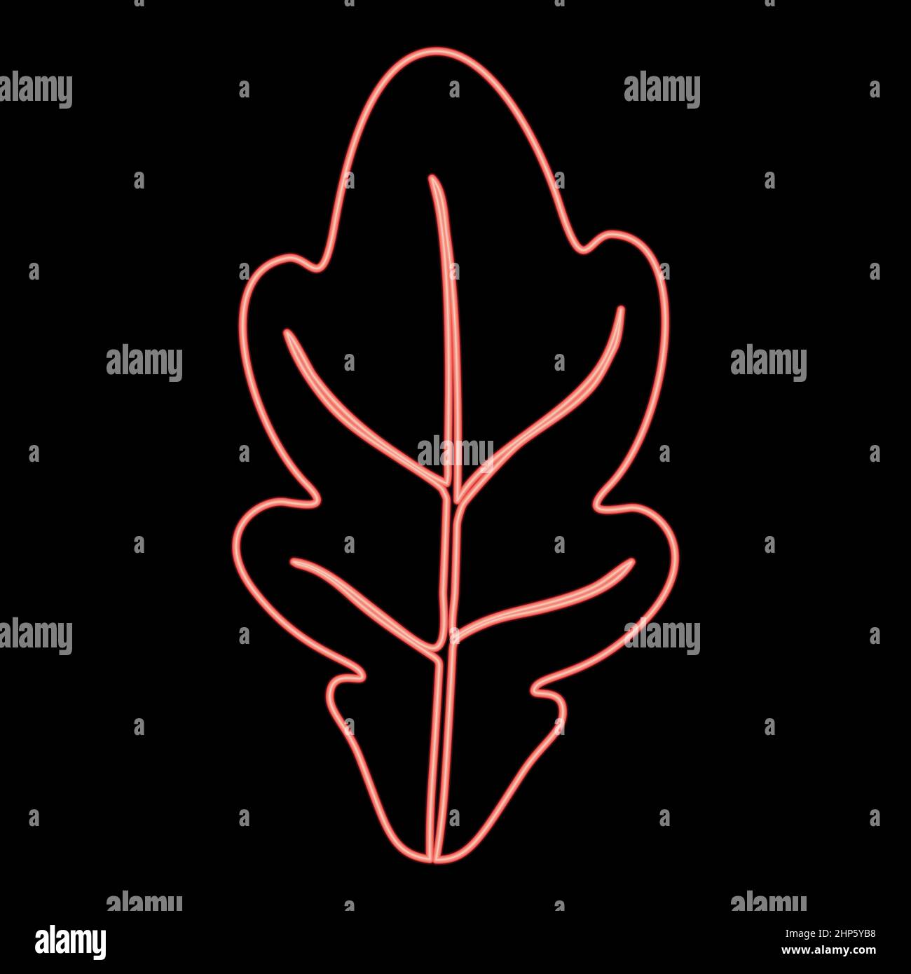 Neon Eiche Blatt rot Farbe Vektor Illustration flachen Stil Bild Stock Vektor