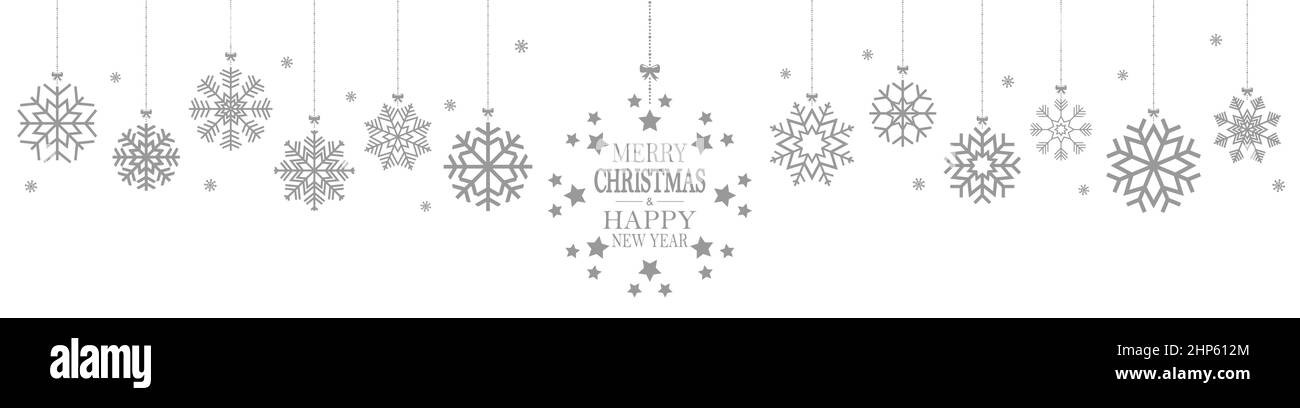 Hängen Schneeflocken für die weihnachtszeit mit Grüßen Stock Vektor