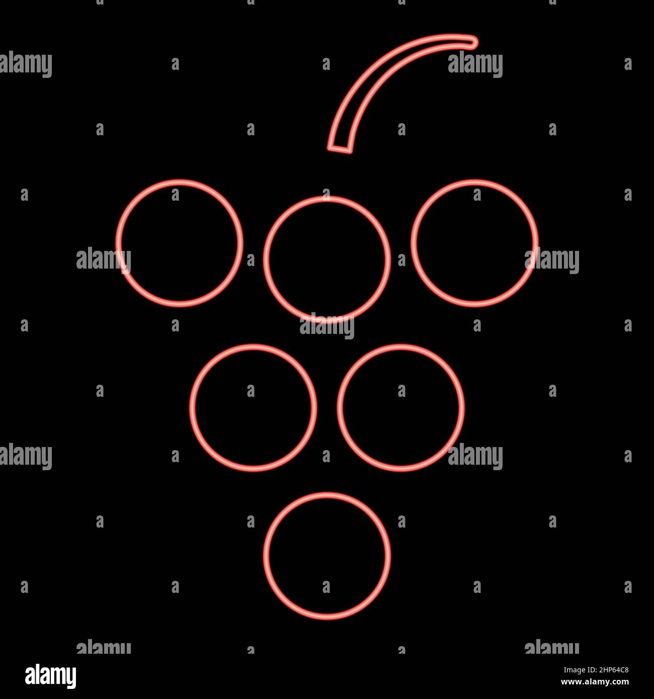 Neon Traube Symbol schwarze Farbe im Kreis rot Farbe Vektor Illustration flachen Stil Bild Stock Vektor
