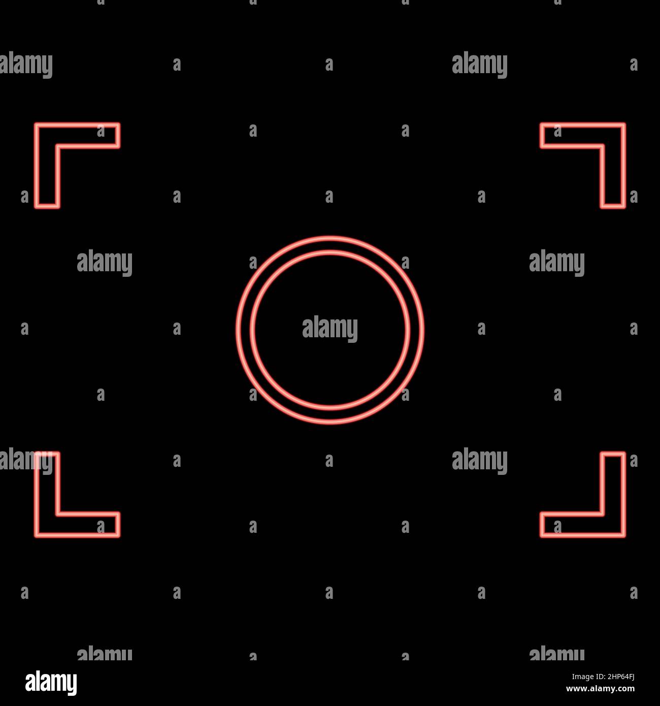 Neon Kamera Fokus Symbol schwarze Farbe im Kreis rot Farbe Vektor Illustration flache Stil Bild Stock Vektor