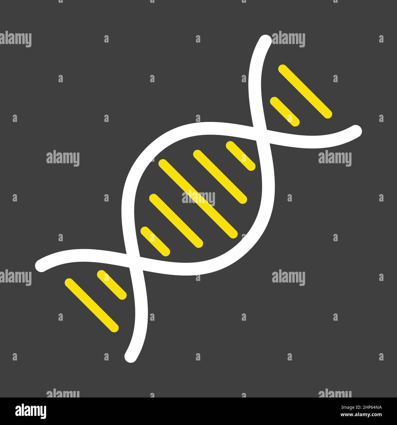 DNA-Vektor-Symbol auf dunklem Hintergrund. Medizinisches Schild Stock Vektor