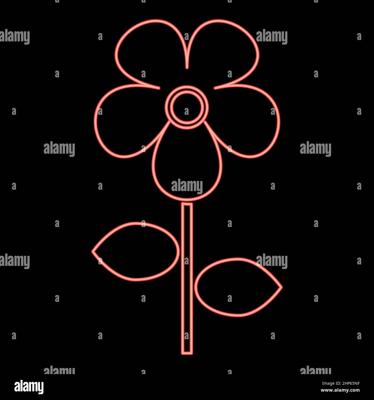 Neon Blume rot Farbe Vektor Illustration flachen Stil Bild Stock Vektor