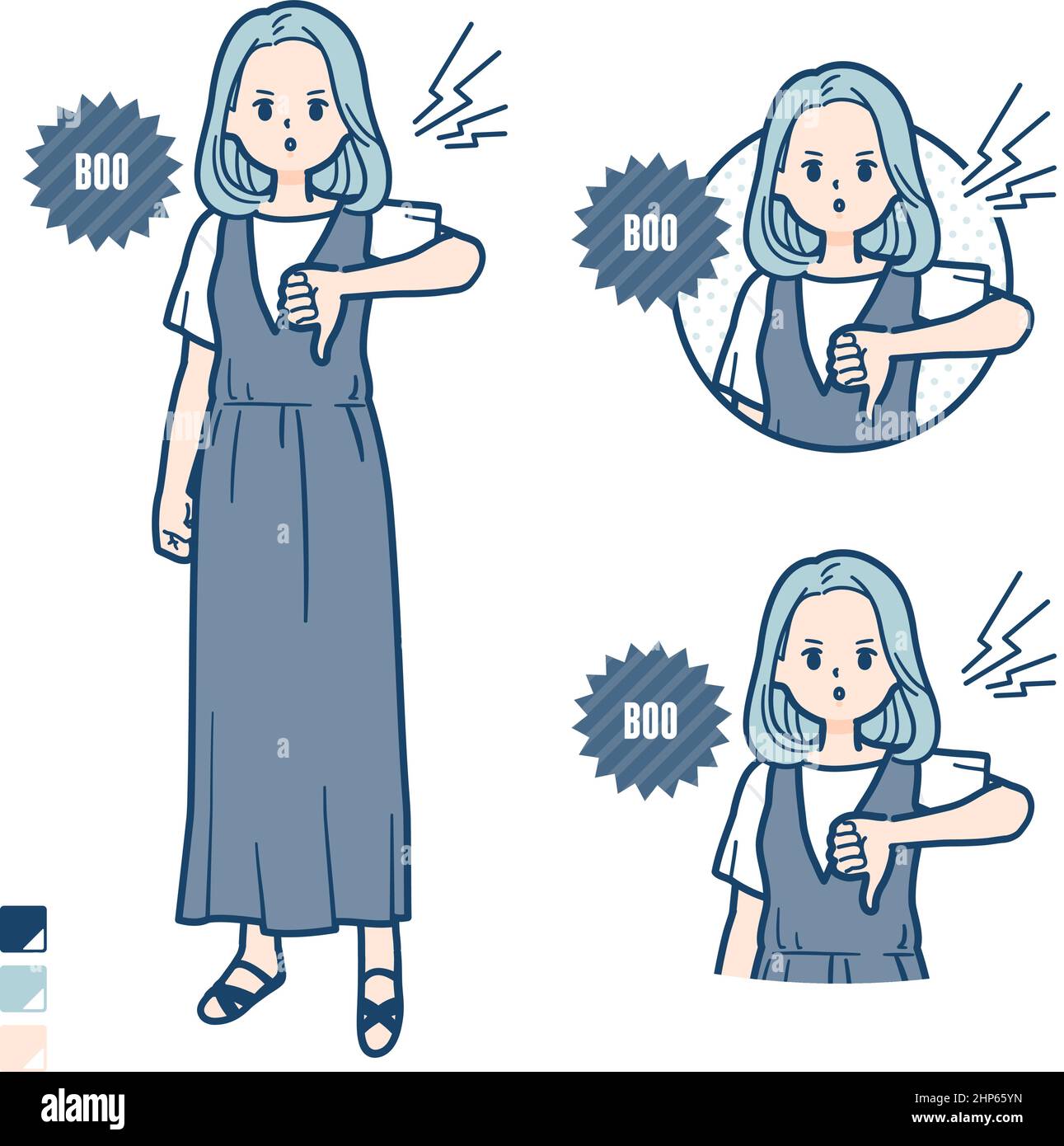 Eine junge Frau in einem ärmellosen Kleid mit Booing images.IT ist Vektorgrafik, so ist es einfach zu bearbeiten. Stock Vektor