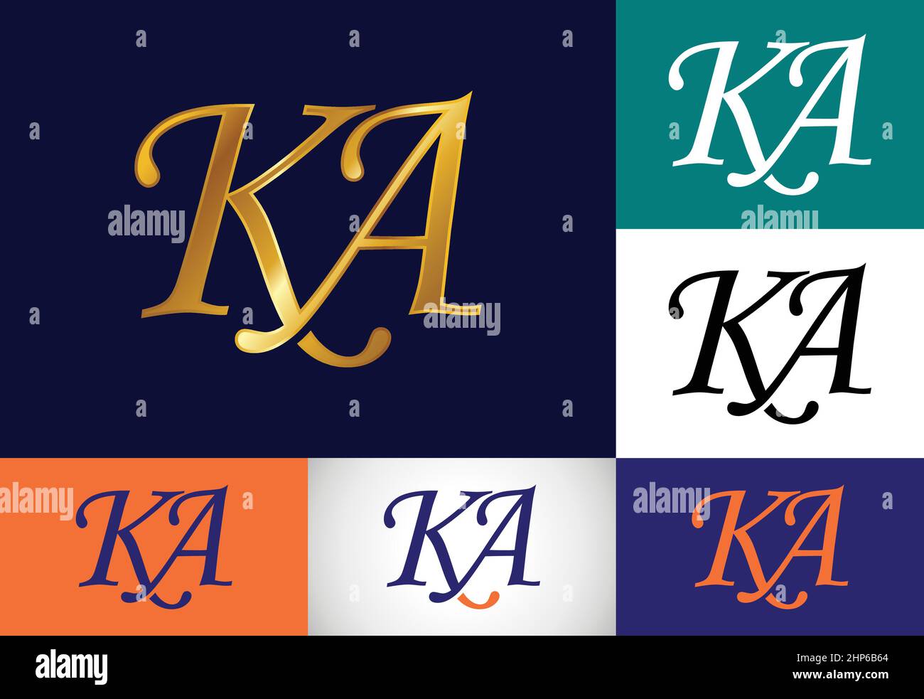 Initial Monogram Letter K A Logo Design Vektor-Vorlage. KA Letter Logo Design Stock Vektor