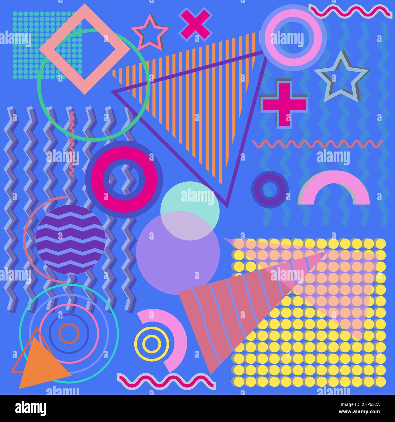 90s memphis Design mit einfachen geometrischen Formen Stockfoto
