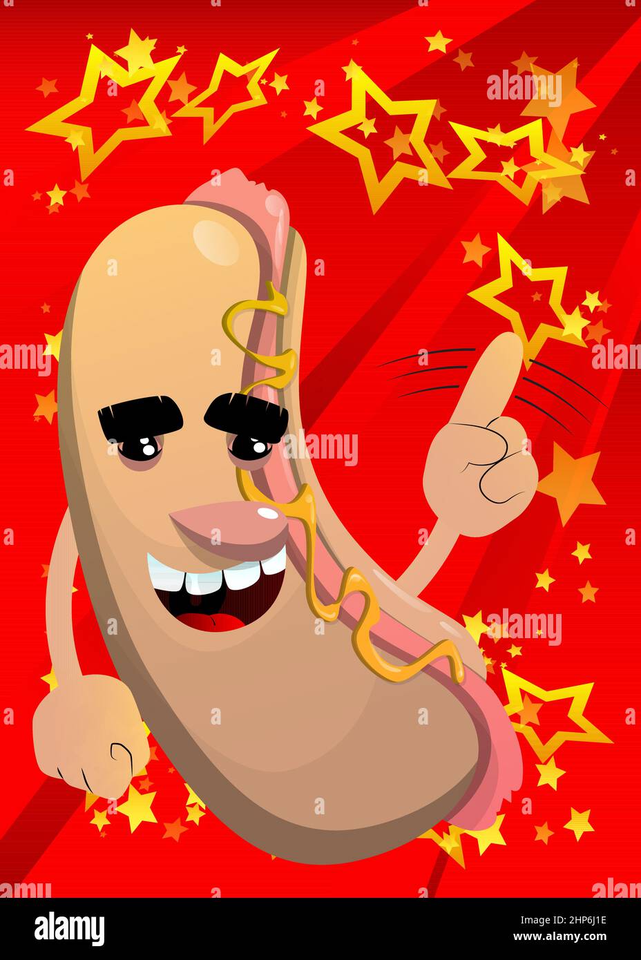 Hot Dog sagt Nein mit seinem Finger. Stock Vektor