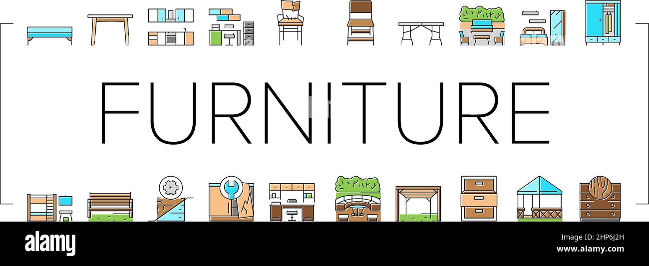 Möbel Für Haus Und Garten Icons Set Vector . Stock Vektor