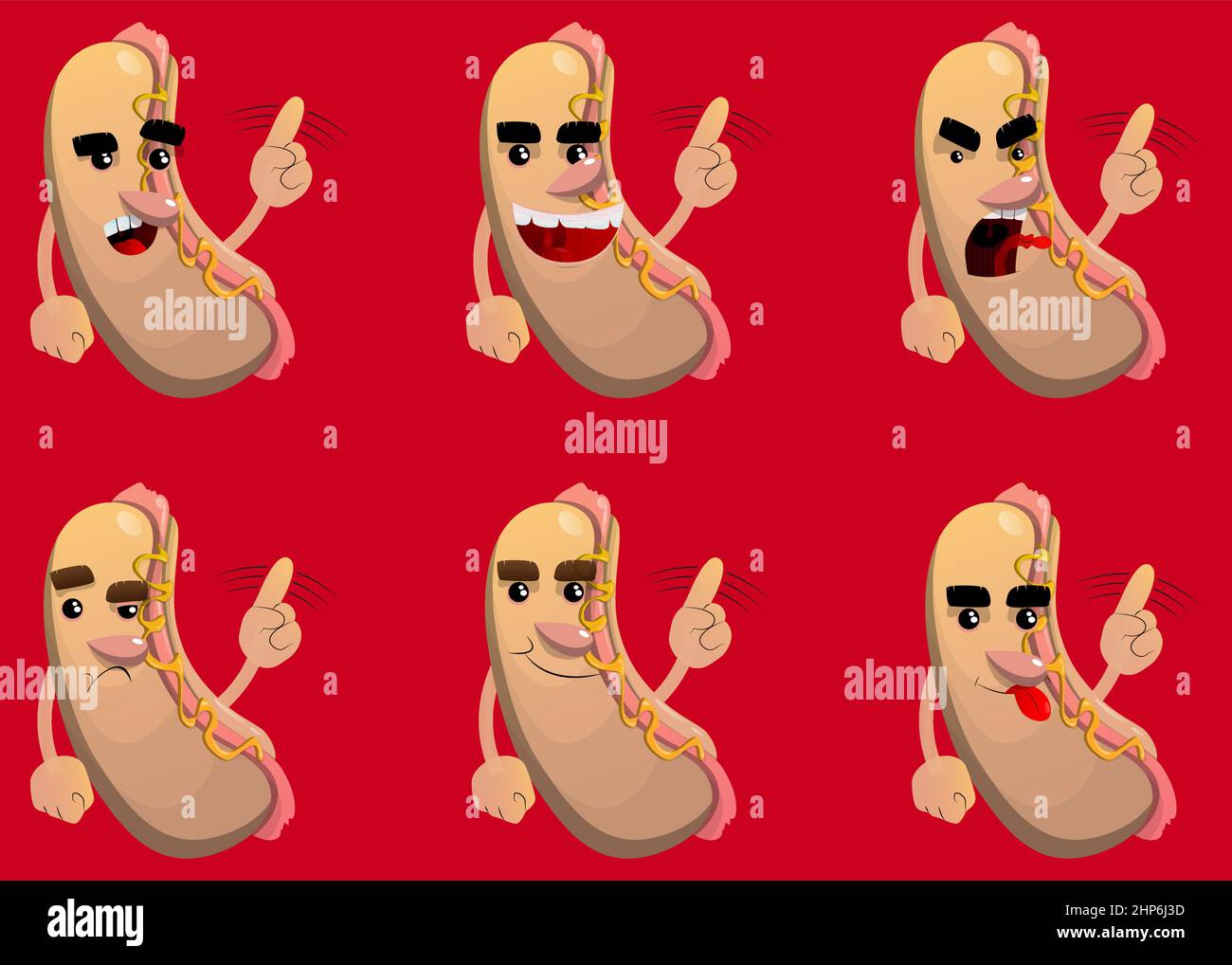 Hot Dog sagt Nein mit seinem Finger. Stock Vektor