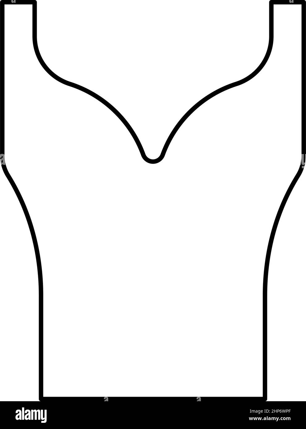 Damenbekleidung Oberteil Kleid Jersey Hemd Bluse Pullover Singlet Kontur Kontur Symbol schwarz Farbe Vektor Illustration flach Stil Bild Stock Vektor