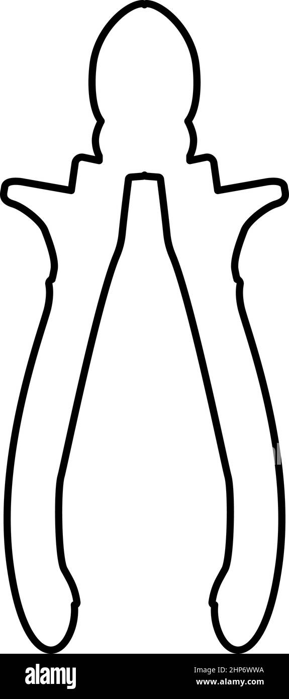Schneidzange Seitenschneider Handwerkzeuge zum Schneiden von Drähten Konturumriss Symbol schwarze Farbe Vektor Illustration flache Stil Bild Stock Vektor