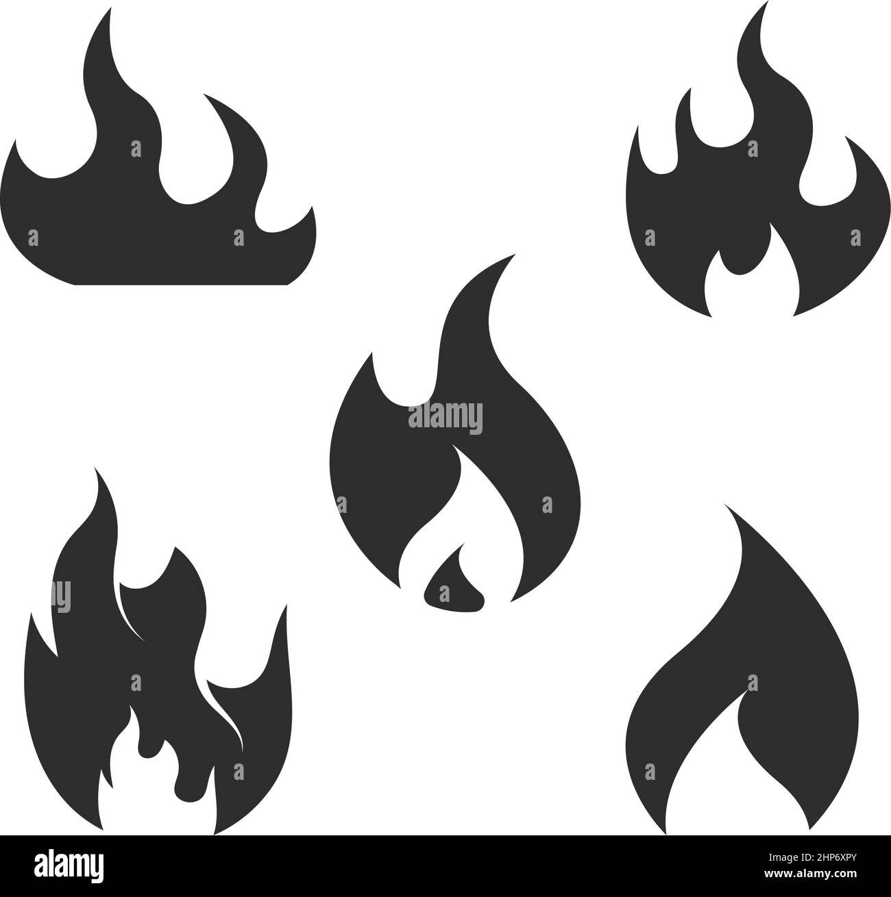 Design mit Symbol für Feuerflamme und Vektorgrafik Stock Vektor