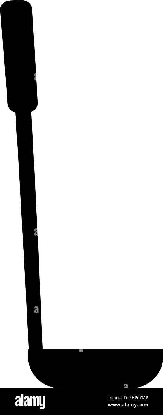 Suppenlöffel Schöpflöffel Küchengeschirr Symbol schwarz Farbe Vektor Illustration flachen Stil Bild Stock Vektor