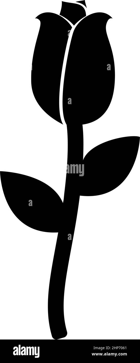 Rose Symbol schwarz Farbe Vektor Illustration flach Stil Bild Stock Vektor