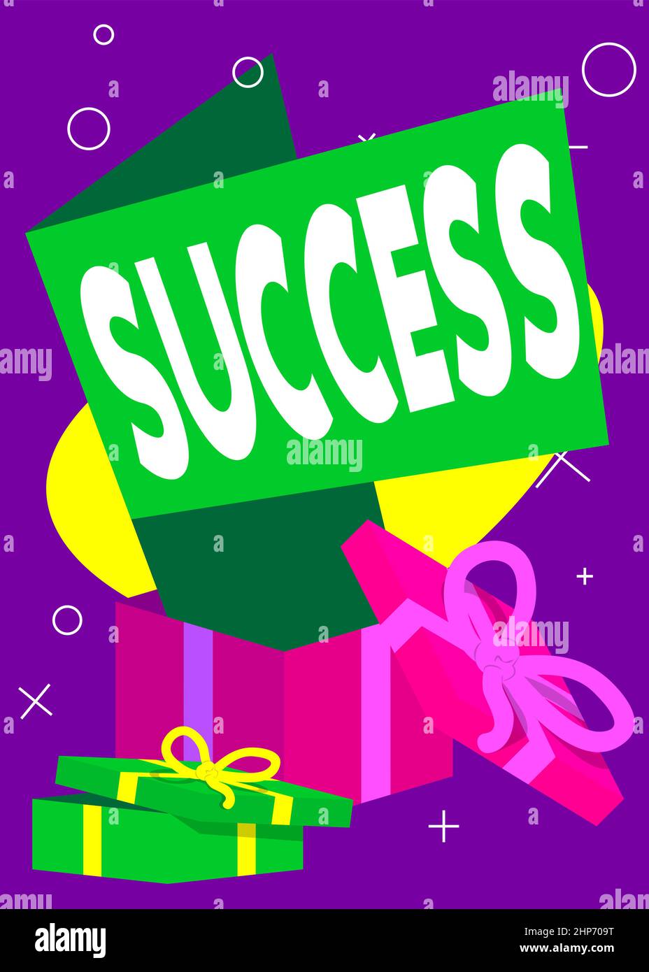 Success-Text. Erfolgreiches, gewinnendes und erfolgreiches Geschäftskonzept. Stock Vektor