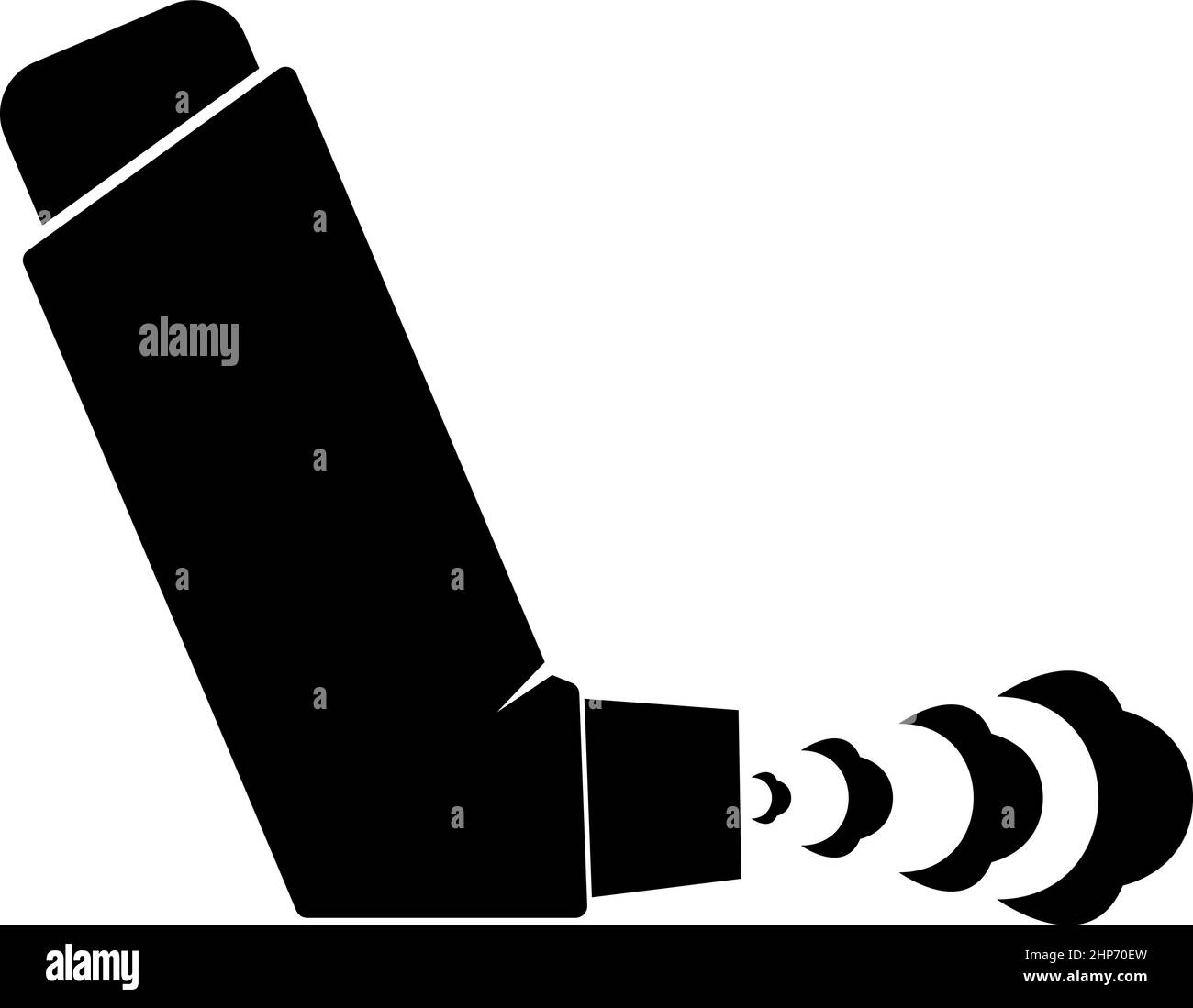 Hand Inhalierspray zur Behandlung Asthma Husten Relief Konzept Inhalation allergischer Patient Symbol schwarze Farbe Vektor Illustration flache Stil Bild Stock Vektor