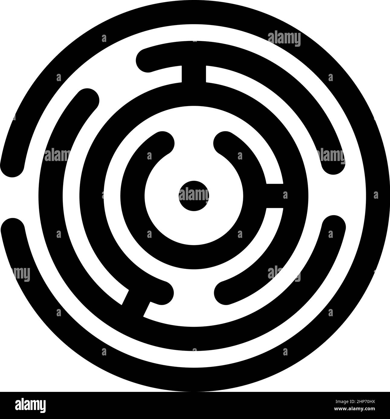 Round Maze Symbol schwarze Farbe Vektor Illustration flache Stil Bild Stock Vektor