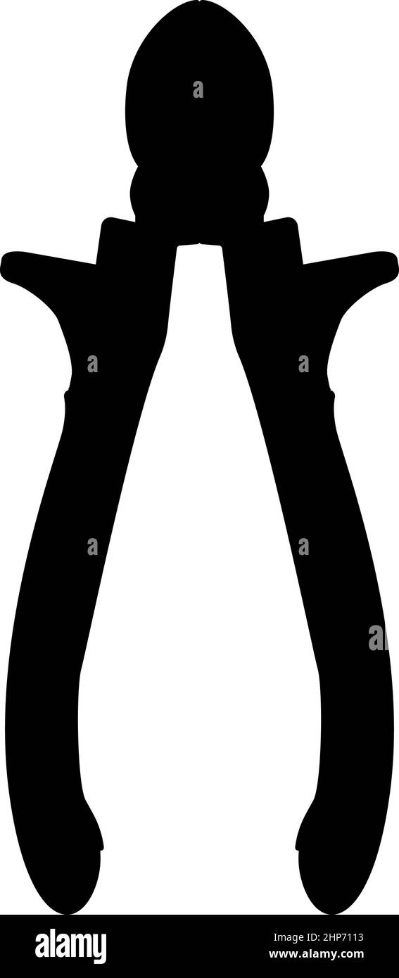 Schneidzange Seitenschneider Handwerkzeuge zum Schneiden von Drähten Symbol schwarze Farbe Vektor-Abbildung flache Stil Bild Stock Vektor