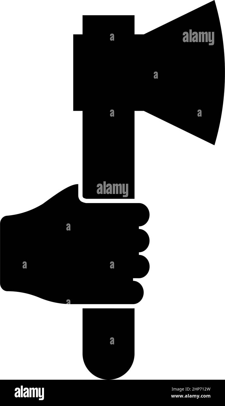 Axt in Hand Symbol schwarze Farbe Vektor Illustration flache Stil Bild Stock Vektor