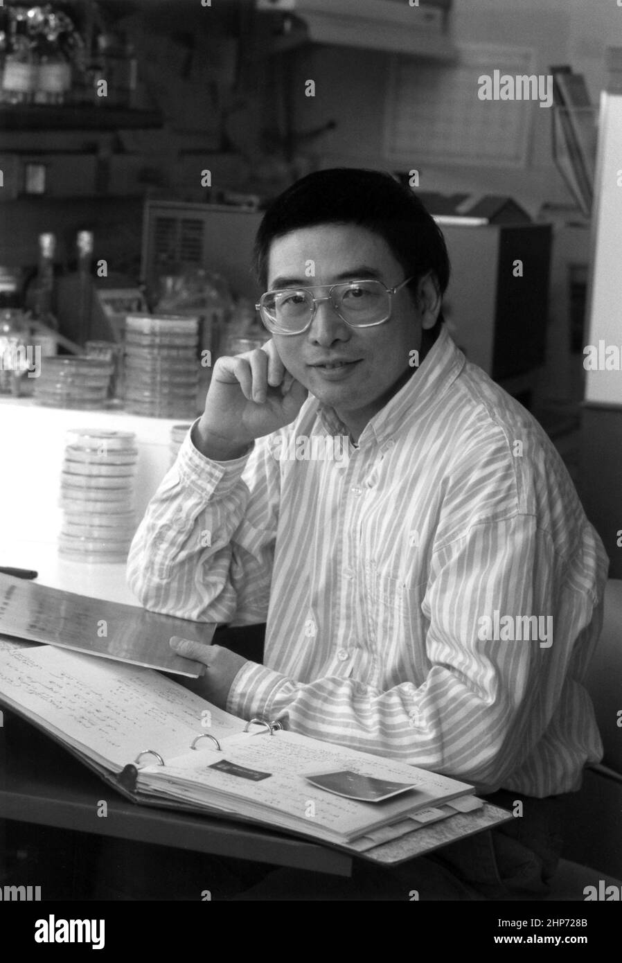 Jun-Ding Jin, Senior Investigator, Leiter der Abteilung für Transkriptionskontrolle, Labor für Genregulation und Chromosomenbiologie, Zentrum für Krebsforschung, National Cancer Institute Ca. Oktober 1995 Stockfoto