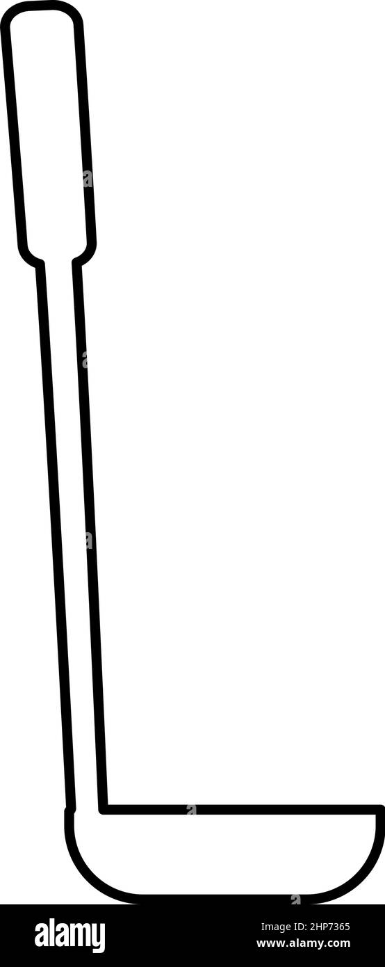Suppenlöffel Schöpflöffel Küchengeschirr Kontur Umriss Symbol schwarze Farbe Vektor Illustration flachen Stil Bild Stock Vektor