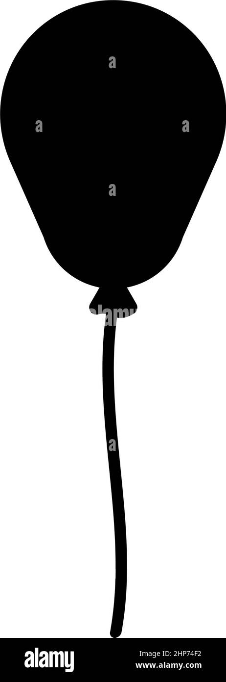 Ballon Airball mit Seil aufblasbare Helium Symbol schwarz Farbe Vektor Illustration flachen Stil Bild Stock Vektor