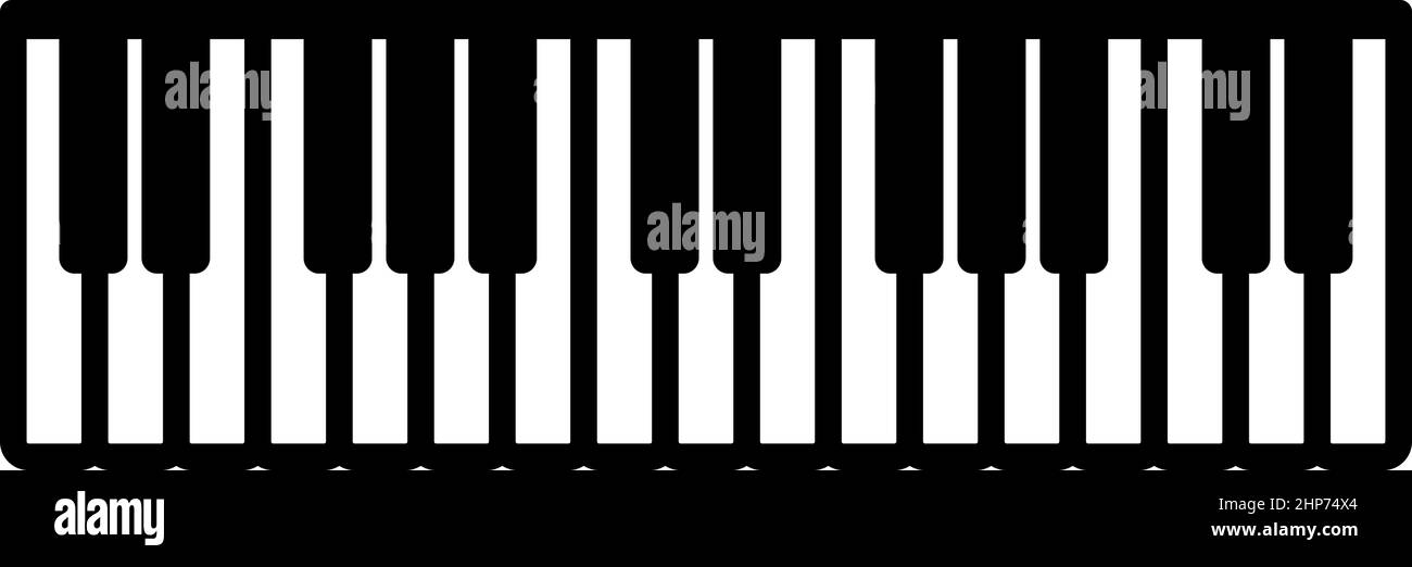 Pianino Musik Tasten Elfenbein Synthesizer Symbol schwarz Farbe Vektor Illustration flachen Stil Bild Stock Vektor