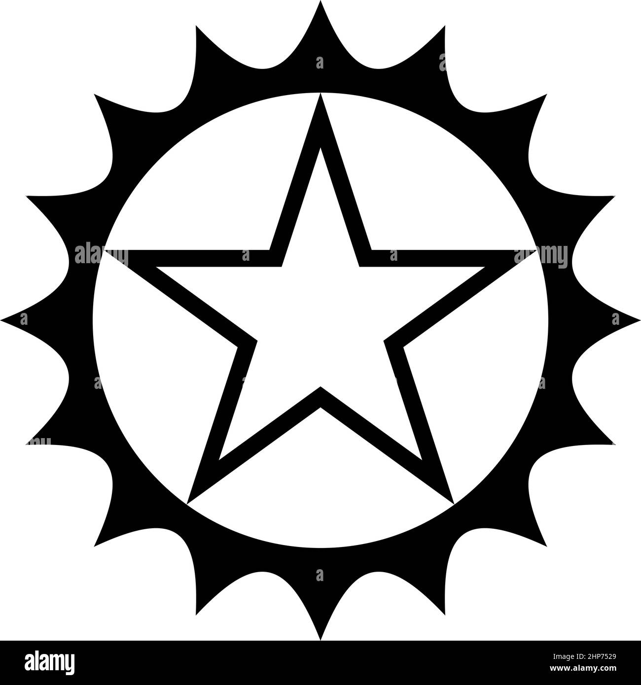 Stern im Kreis mit scharfen Kanten Symbol schwarze Farbe Vektor Illustration flache Stil Bild Stock Vektor