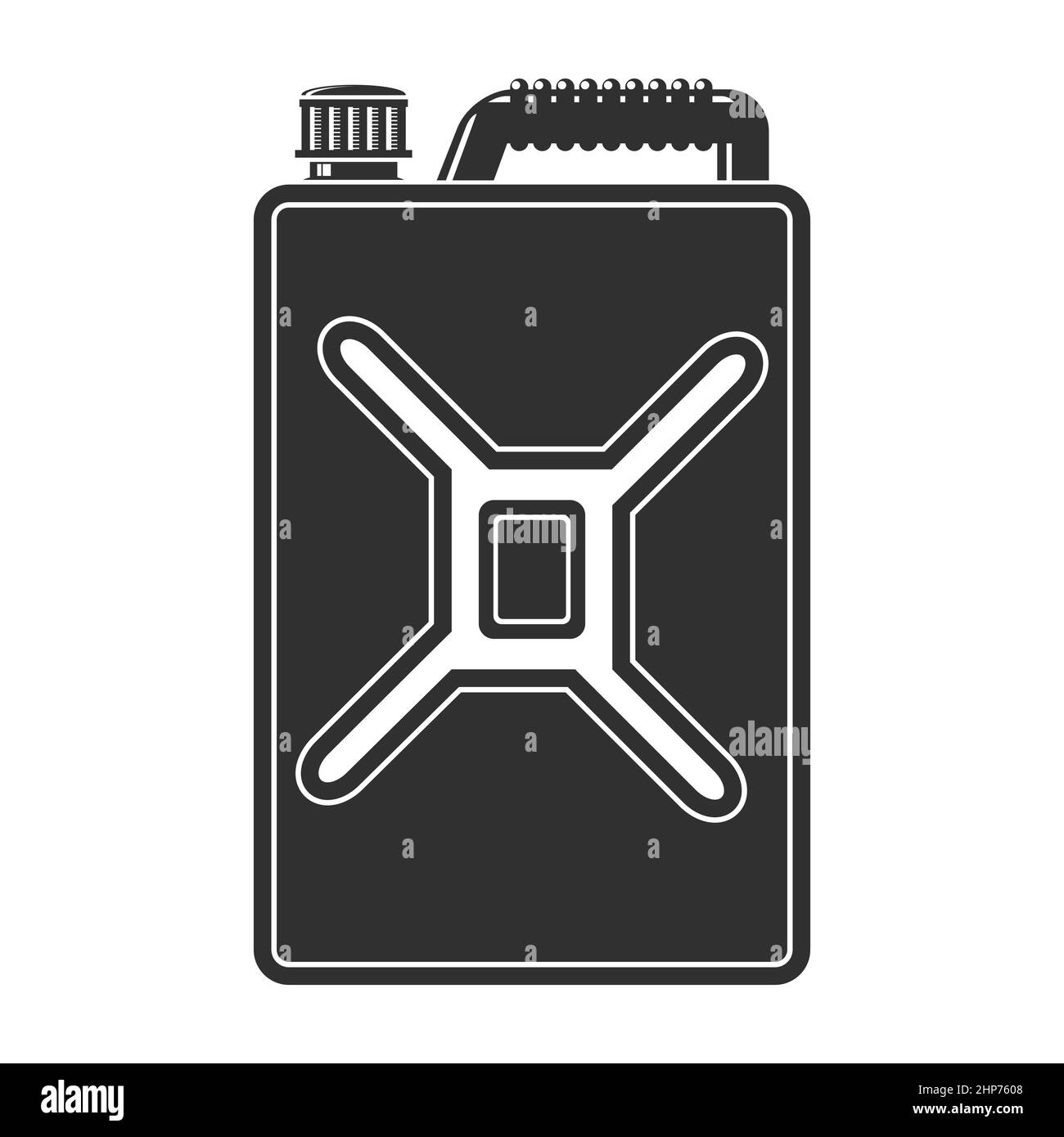 Schwarzer Jerry kann auf weißem Hintergrund isoliert werden. Kraftstoffbehälter Aus Metall. Jerrycan-Symbol. Stock Vektor