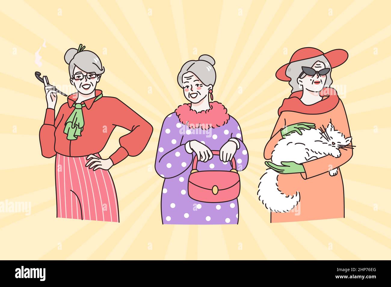 Stilvolles Konzept für Großmütter und alte Frauen Stock Vektor