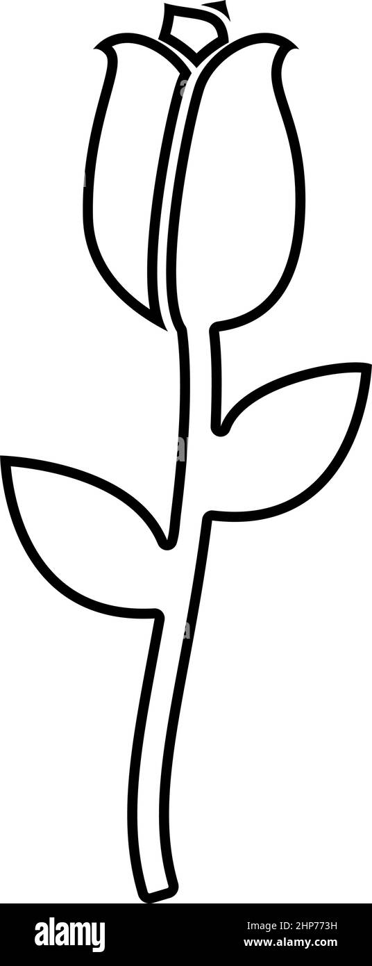 Rose Kontur Umriss Symbol schwarz Farbe Vektor Illustration flach Stil Bild Stock Vektor